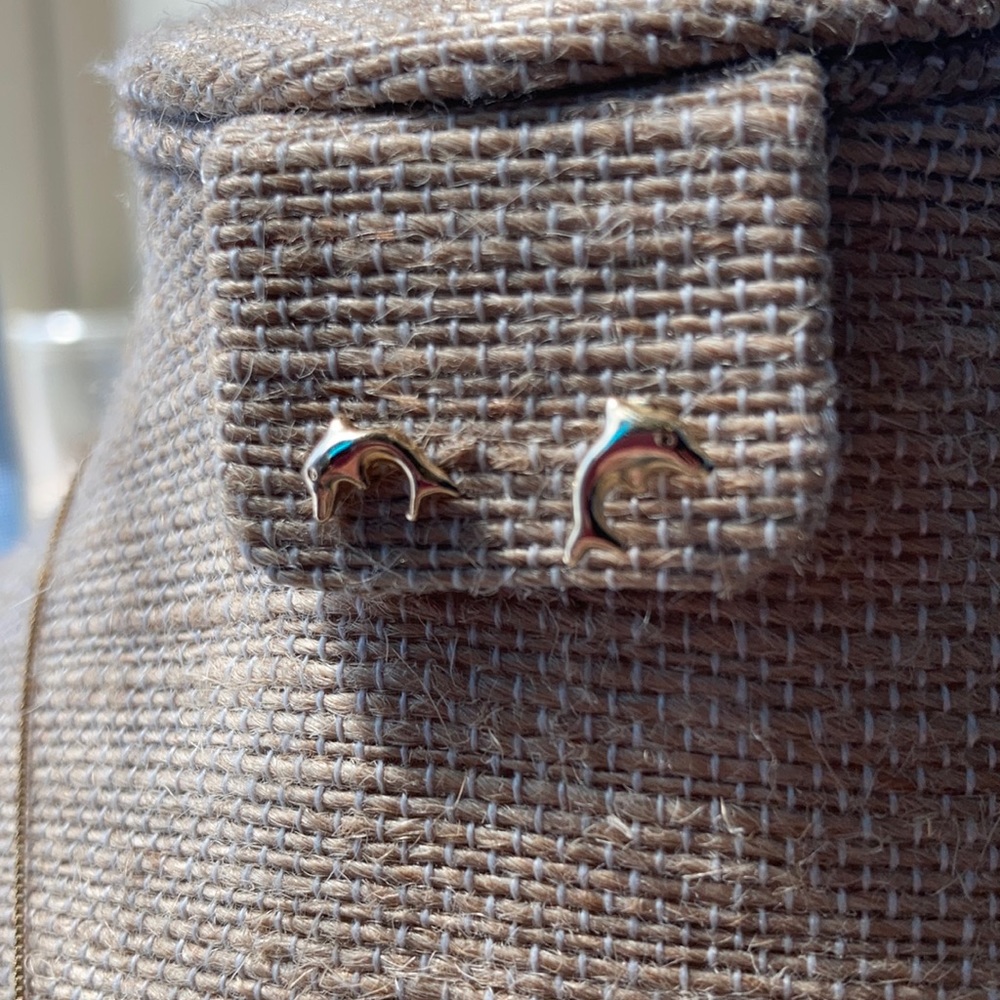 Tiny 14k gold dolphin studs